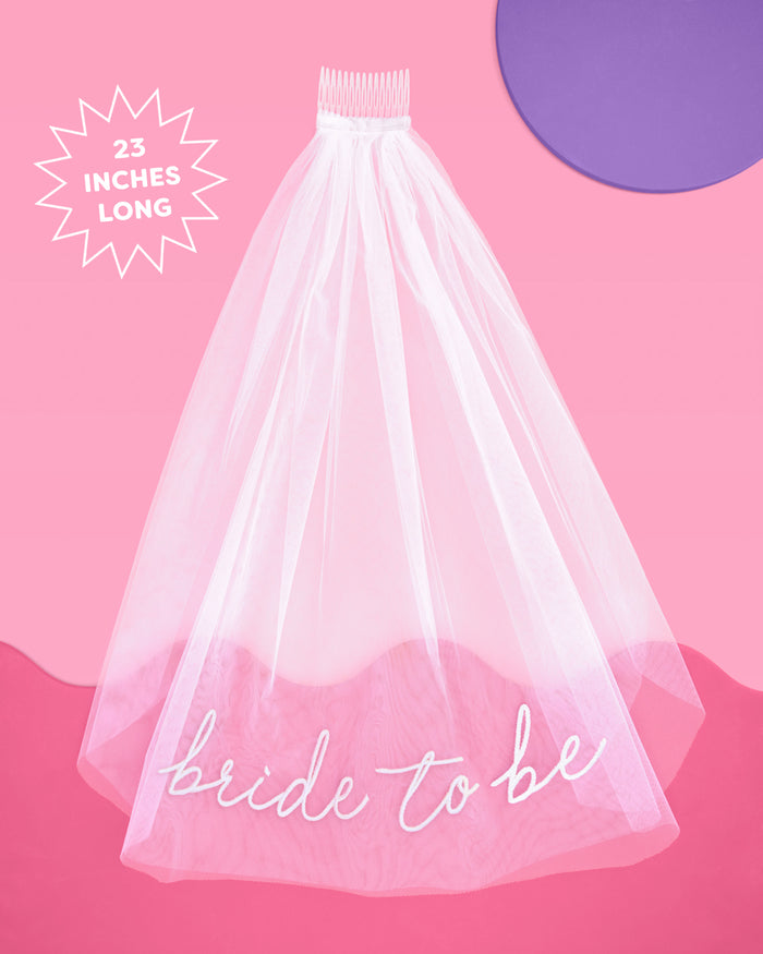 Bride To Be Veil - white embroidered veil