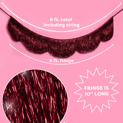 Burgundy Scallop Fringe - scalloped banner