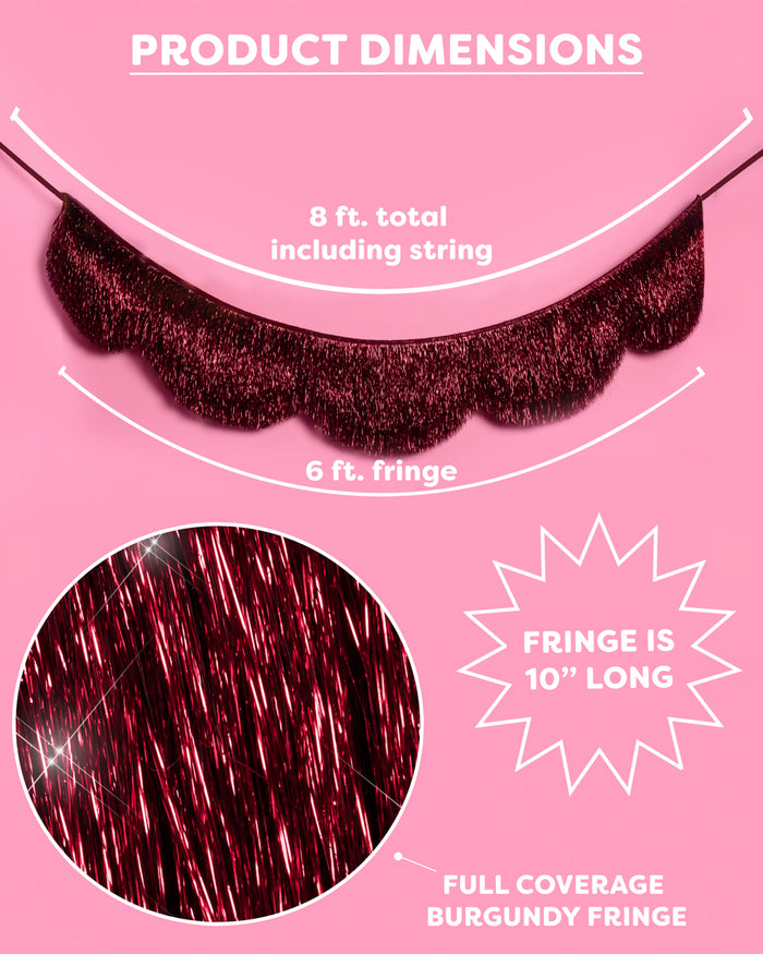 Burgundy Scallop Fringe - scalloped banner