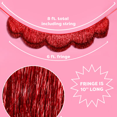 Cherry Red Fringe - scalloped banner
