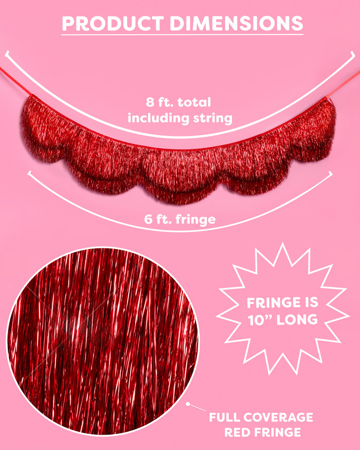 Cherry Red Fringe - scalloped banner