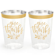 Give Thanks Cups - 30 gold foil plastic cups