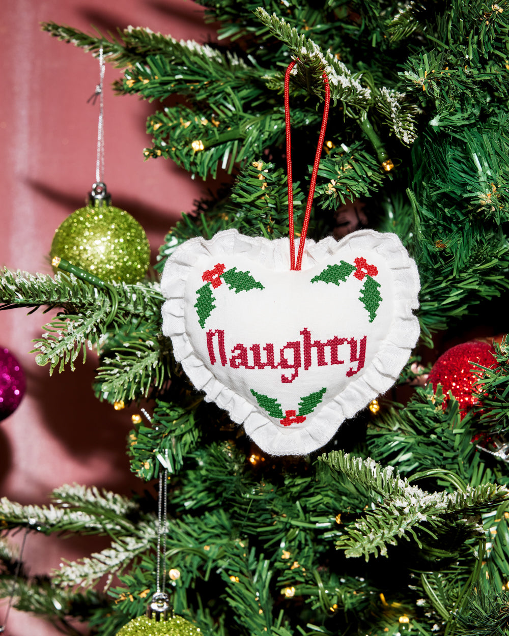 Naughty or Nice Ornament - cross stitch ornament