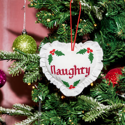 Naughty or Nice Ornament - cross stitch ornament