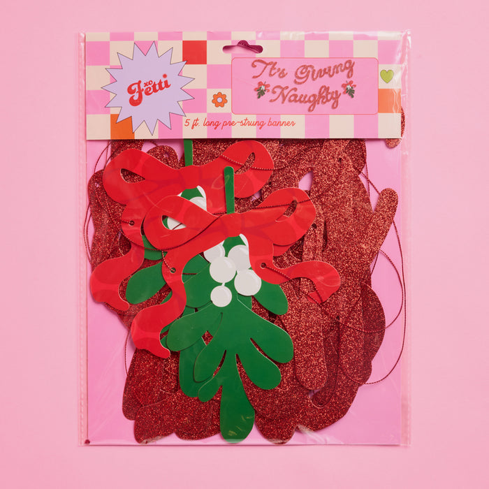 It's Giving Naughty Banner - red glitter banner
