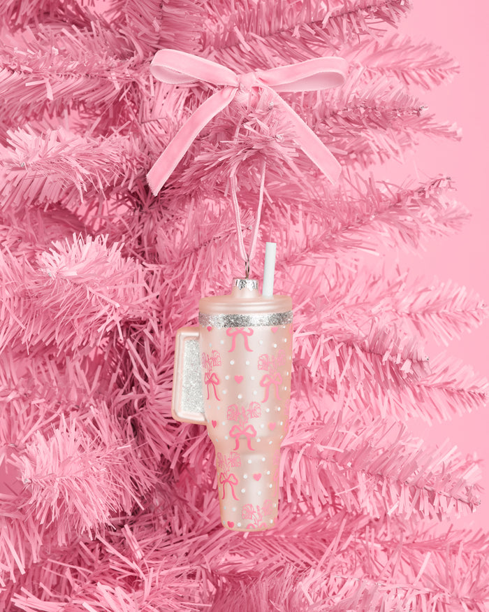 Girly Tumbler Ornament - Glass Christmas Ornament
