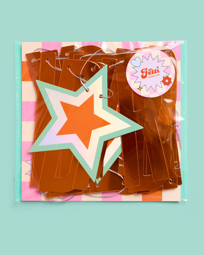 Life Of A Bday Girl Banner - orange foil banner