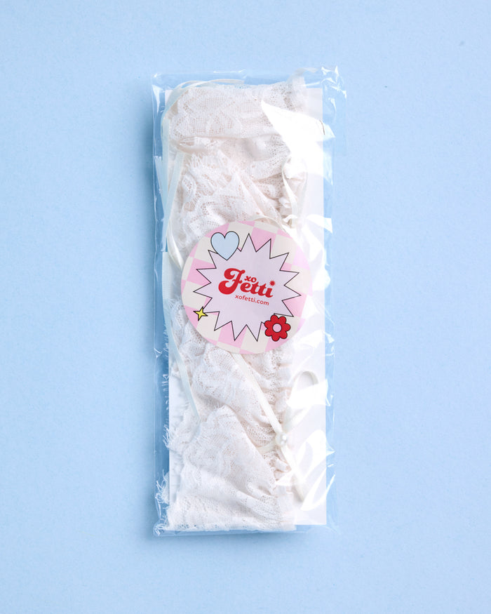 Classic Bride Garter - cream garter w. bows + pearls