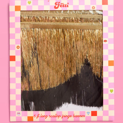 Gold + Black Scallop Fringe Banner - 6 ft fringe garland