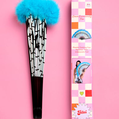 Disco Occasionally Fan - iridescent feather hand fan