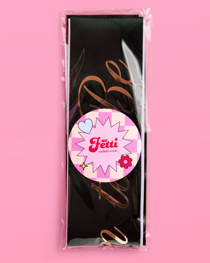 Bride and Groom Sash Duo - black + white satin sashes