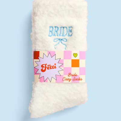 Bride Cloud Socks - fuzzy ivory socks packaging