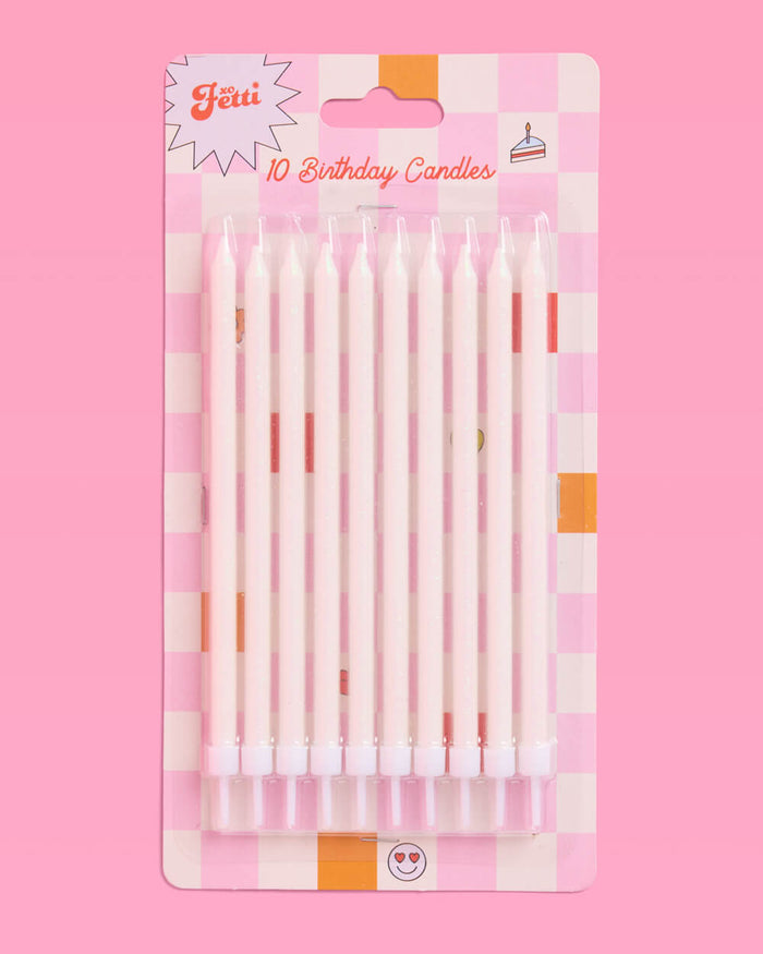 White Glitter Candles - 10 glitter candles