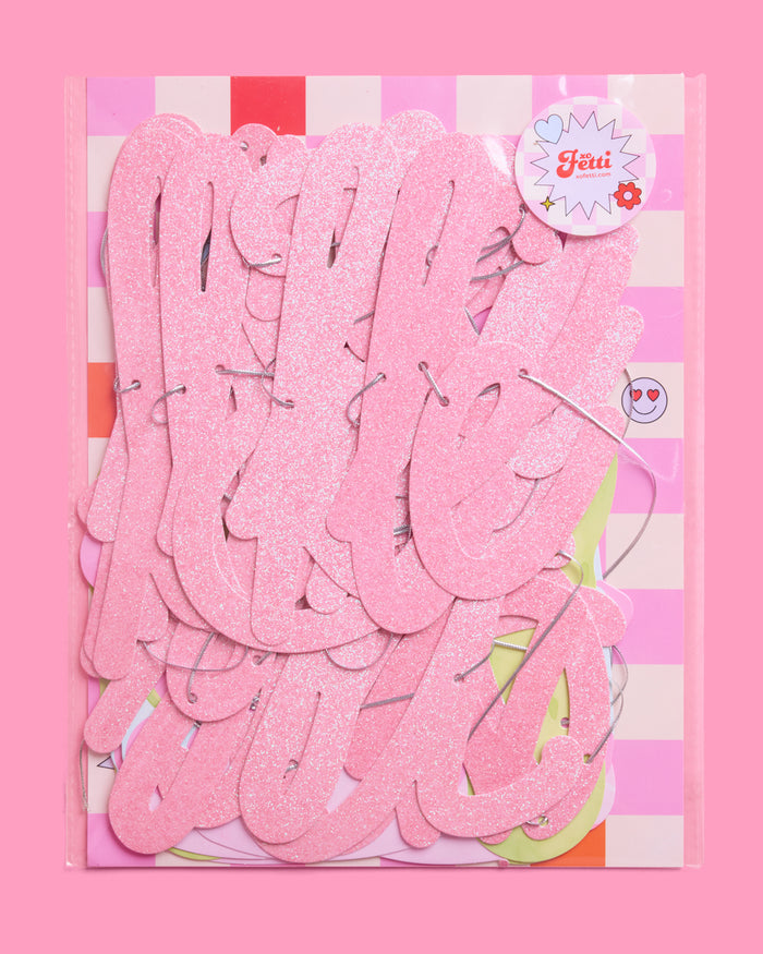 Last Pickle Banner - pink glitter banner