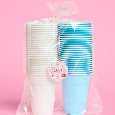 Blue + White Cups - 50 matte 16 oz cups