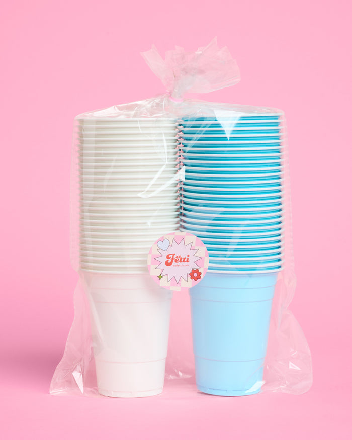 Blue + White Cups - 50 matte 16 oz cups