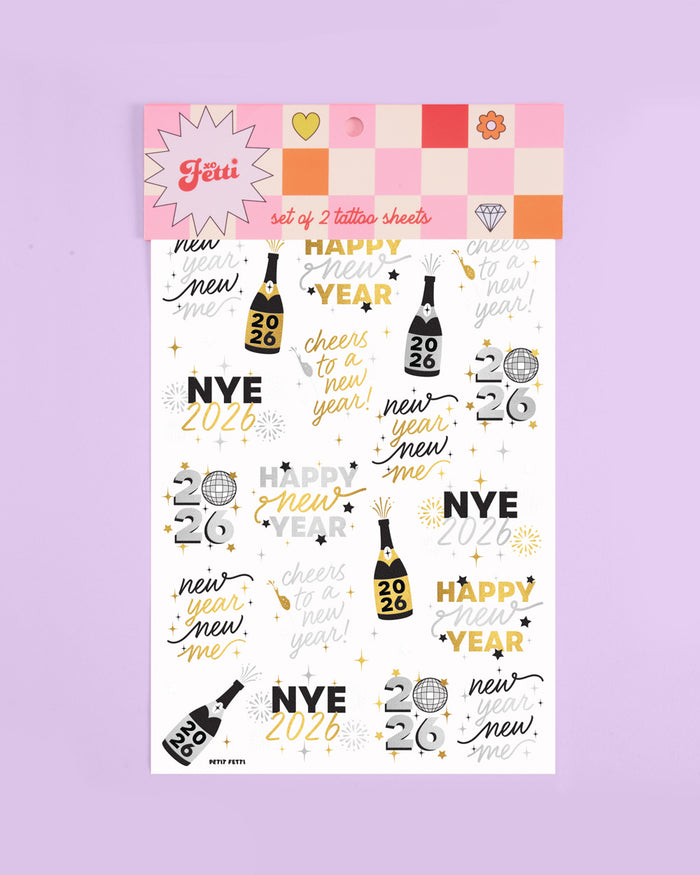 Metallic NYE Tats - 40 foil temporary tattoos