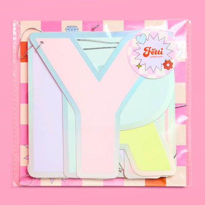 Happy Birthday Banner - pastel iridescent garland