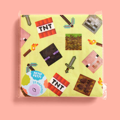 Pixel Mining Gamer Napkins - 25 paper napkins