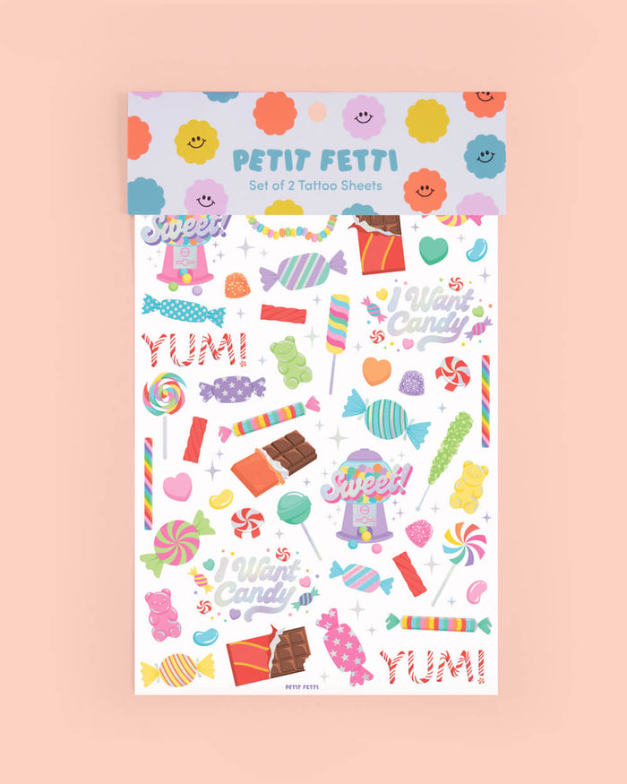I Want Candy Tats - 72 foil temporary tattoos