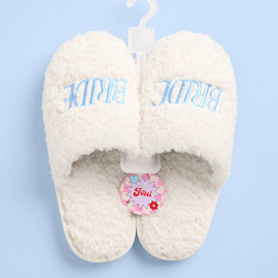Bride Slippers - fuzzy faux fur slippers