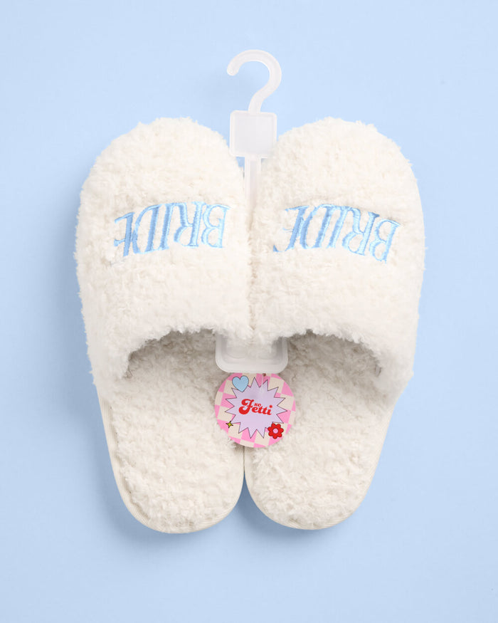 Bride Slippers - fuzzy faux fur slippers