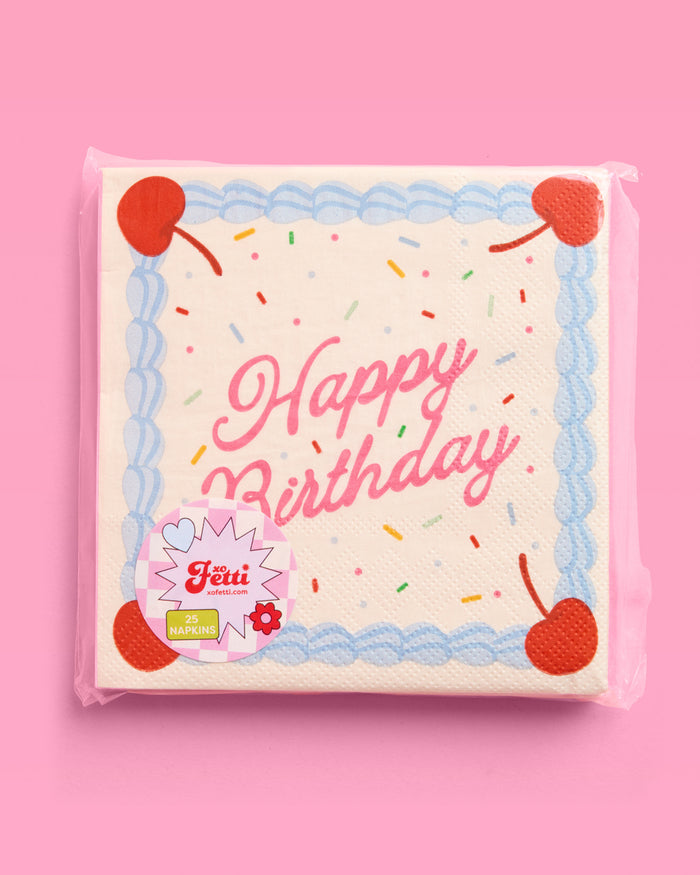 Bday Cake Napkins - 25 sprinkle napkins