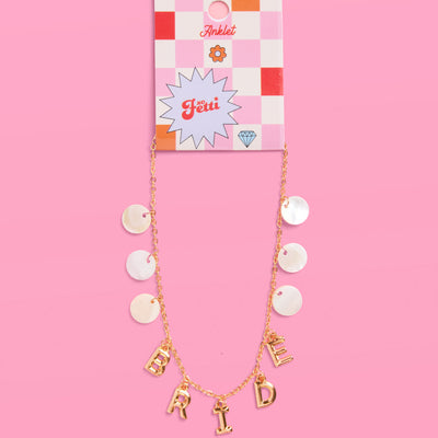 Bride Anklet - gold + mother of pearl discs
