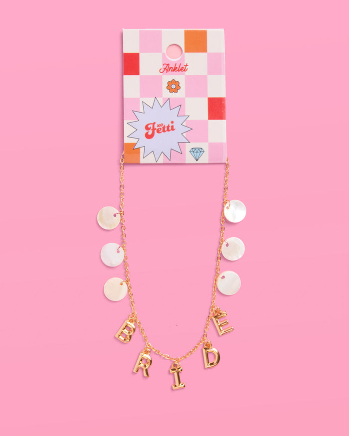 Bride Anklet - gold + mother of pearl discs