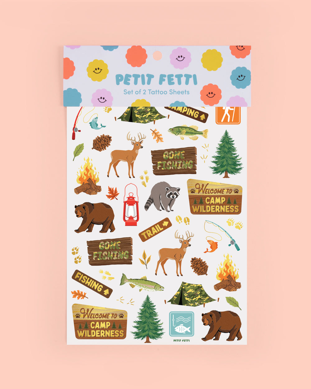 Happy Camper Tats - 44 foil temporary tattoos