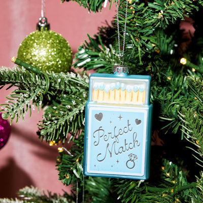 Perfect Match Ornament - blue matchbox ornament
