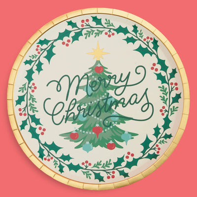 Merry Christmas Plates - 25 foil paper plates