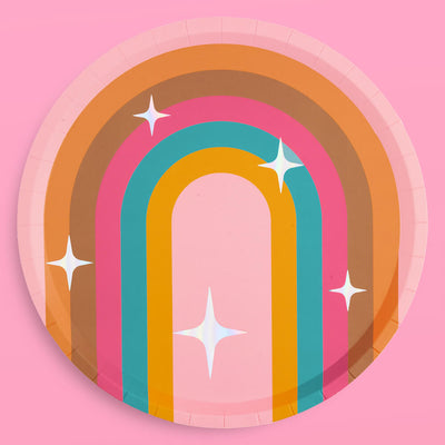 Totally Groovy Plates - 24 foil paper plates