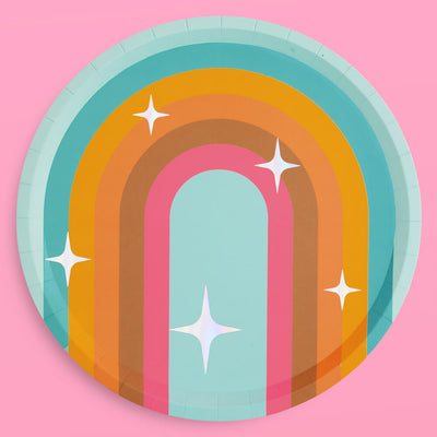 Totally Groovy Plates - 24 foil paper plates