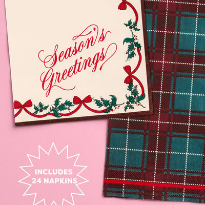 Season's Greetings Napkins - 24 Paper Napkins