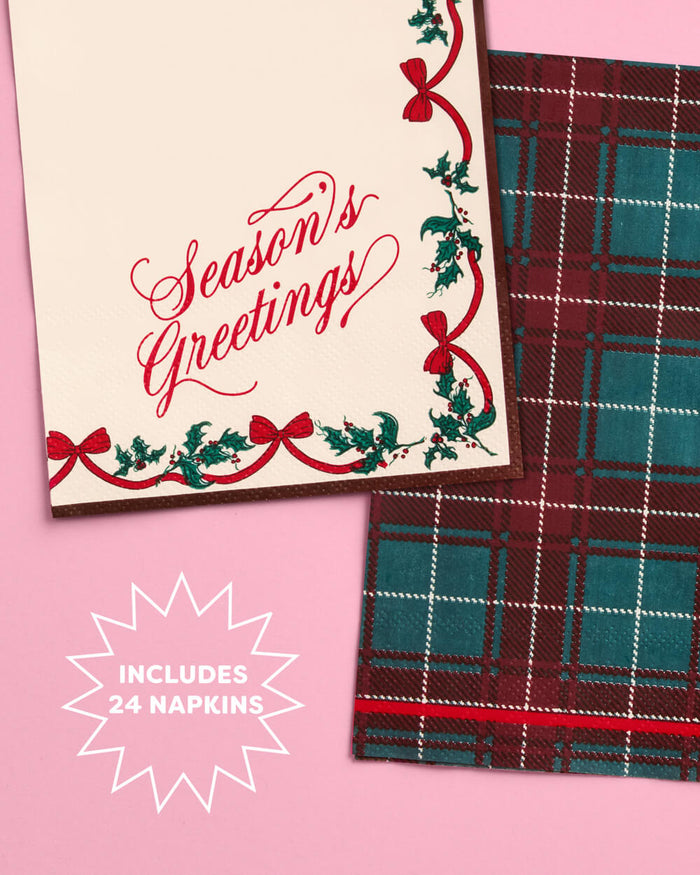 Season's Greetings Napkins - 24 Paper Napkins