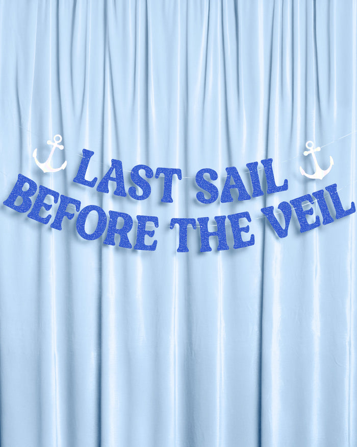 Last Sail Before the Veil Banner - blue glitter + iridescent banner