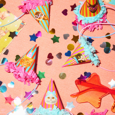 Cat Mini Party Hats - 10 paper hats