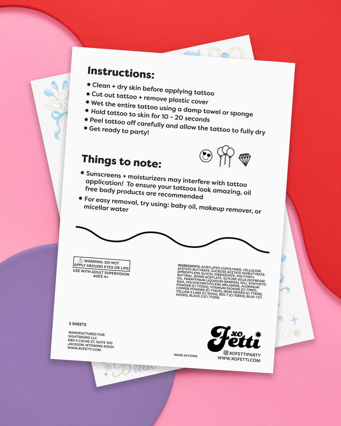 Seashells & Wedding Bells Tats - 60 temporary tattoos