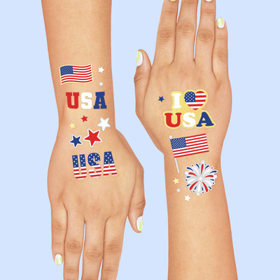 Stars & Stripes Tats - 70 foil temporary tattoos
