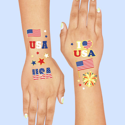 Stars & Stripes Tats - 70 foil temporary tattoos