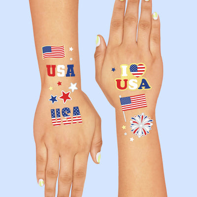 Stars & Stripes Tats - 70 foil temporary tattoos