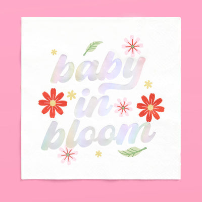 Baby in Bloom Napkins - 50 white napkins