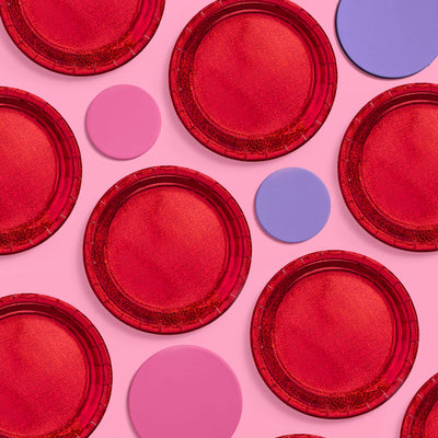 Red Shimmer Plates - 25 paper plates