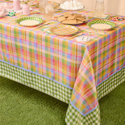 Summer Camp Tablecloth - rainbow plaid table cover