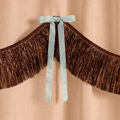 Espresso Bow Banner - fringe + velvet bows