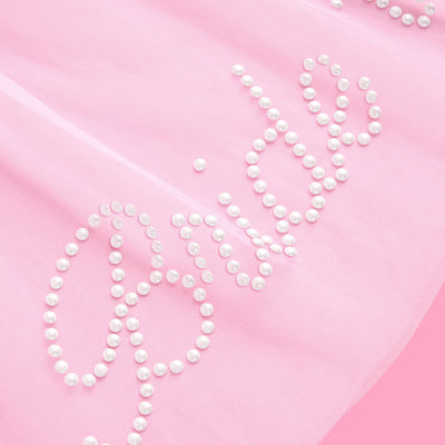 Bride To Be Pearl Veil - white tulle veil + pearl logo