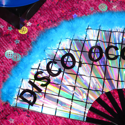 Disco Occasionally Fan - iridescent feather hand fan