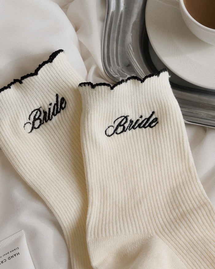 Classic Bride Socks - cream embroidered socks
