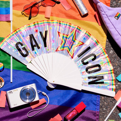Pride Gay Icon Fan - iridescent folding fan